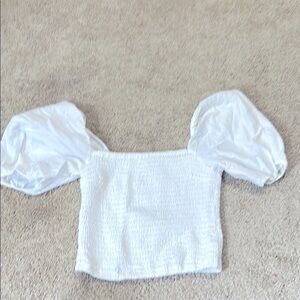 Abercrombie and Fitch White Crop Top Puff Sleeve XS